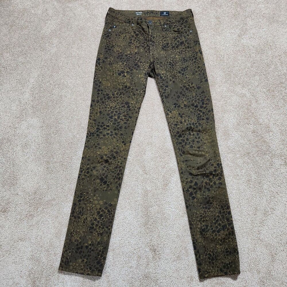 AG Adriano Goldschmied Jeans Women 26 Green Animal Print The Prima Cigarette Leg